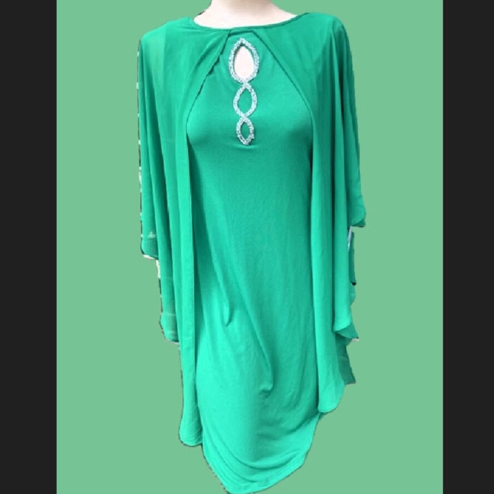 Ladies 'Glamour Nights' Sequin Detail Green 6 Midi Dress New